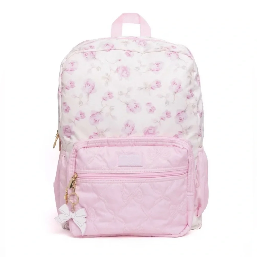 LoveShackFancy x yoobi Pink Floral Quilted Kids Backpack